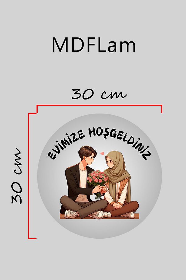 Dijital Baskı gri, kahve türban desenli Kapı süsü, Duvar Süsü - 3