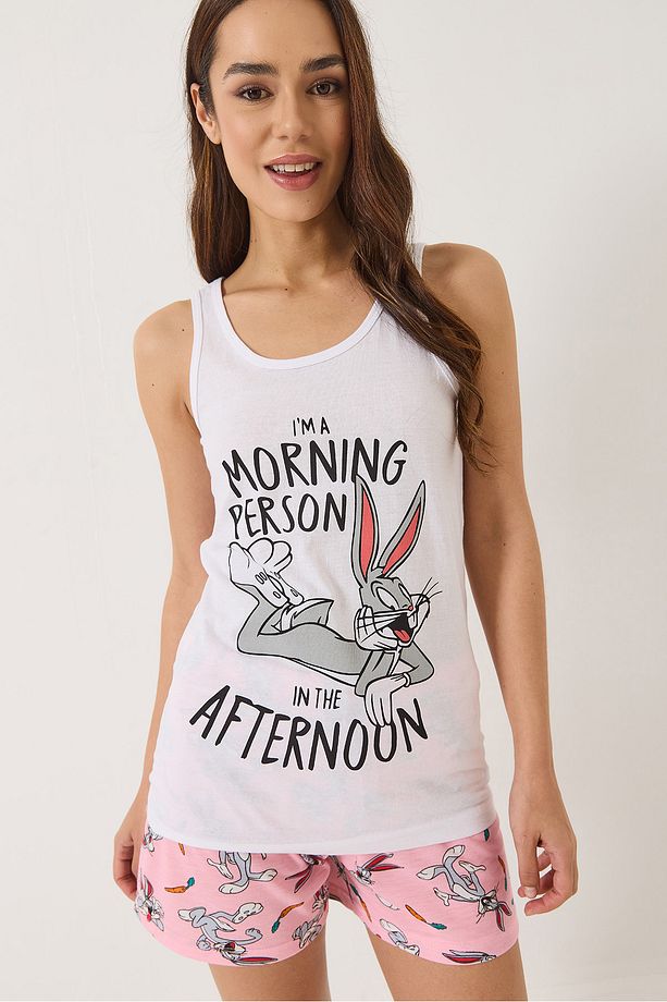 Kadın Bugs Bunny Baskılı Şortlu Pijama Takımı 0251 60283167 - 3