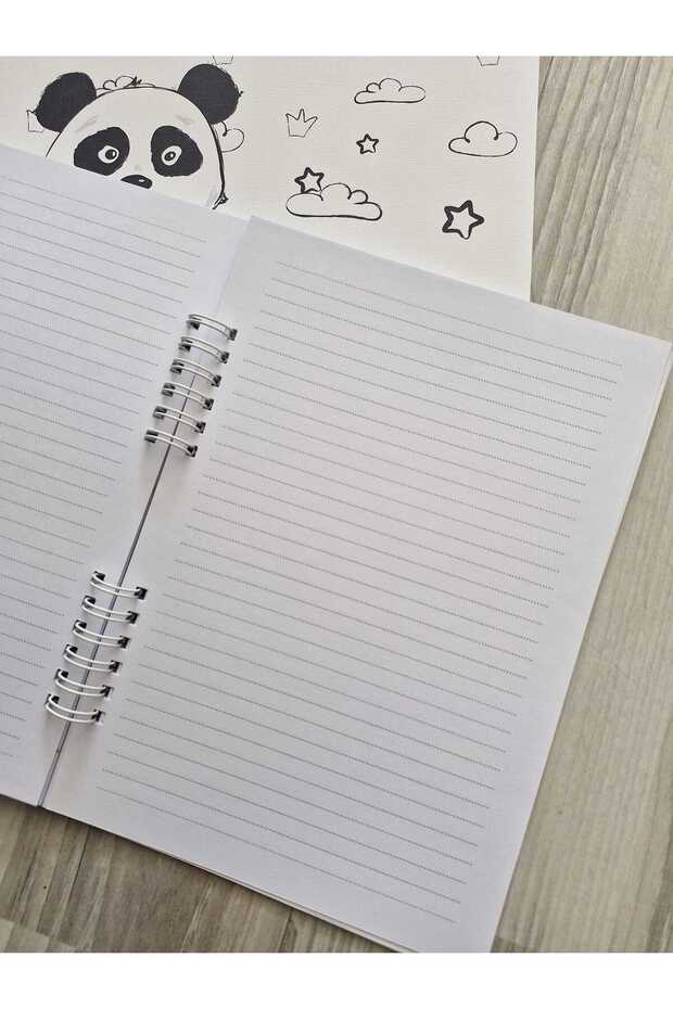 Panda Temalı Resim Defteri - A5 Defter Çizgili ve 2 Jel Kalem - 5