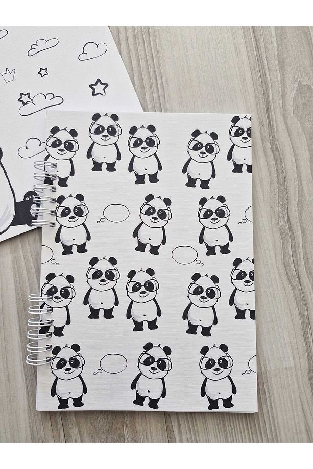 Panda Temalı Resim Defteri - A5 Defter Çizgili ve 2 Jel Kalem - 4