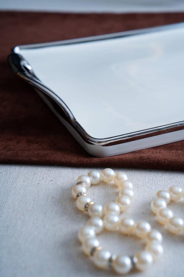 صينية تقديم فضية مستطيلة من أرفين - 45 سم - 5