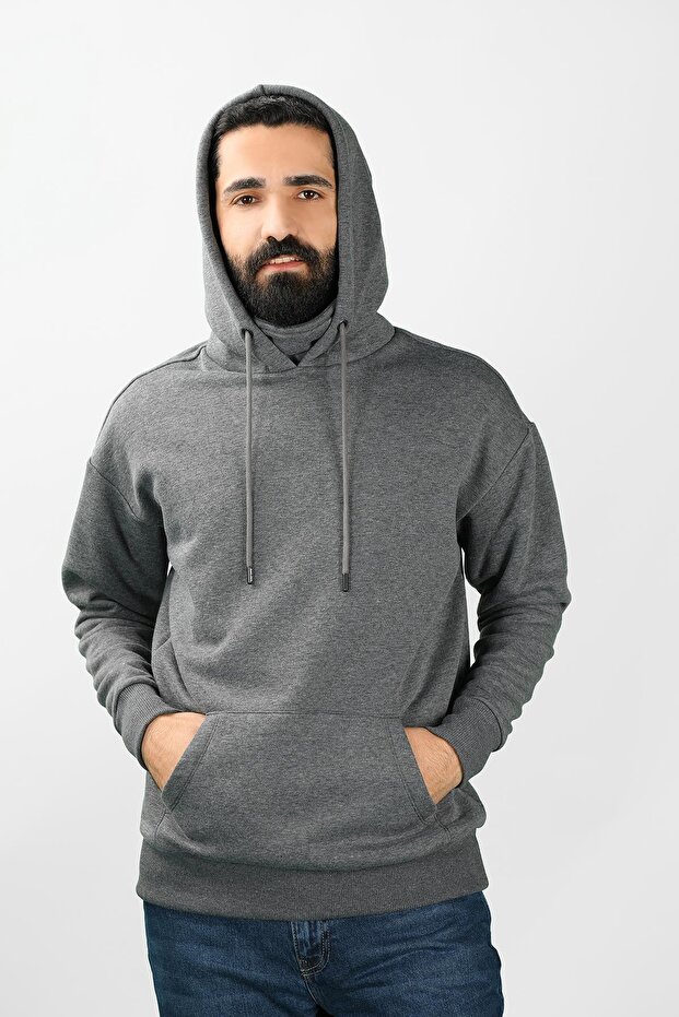 Erkek Kapüşonlu Antrasit - 2