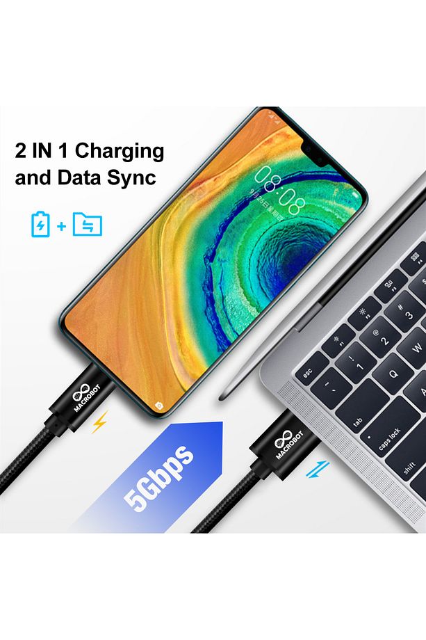USB-C ŞARJ VE HIZLI VERİ TRANSFERİ KABLOSU 5000MBS USB 3.0 - 4