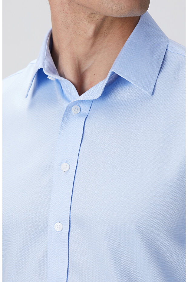 Mavi Non-iron Gömlek - 7