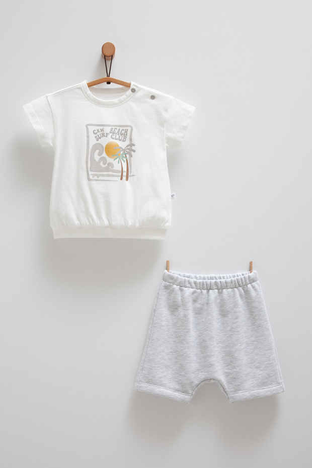 Men's Gray Shorts 2 Piece Set