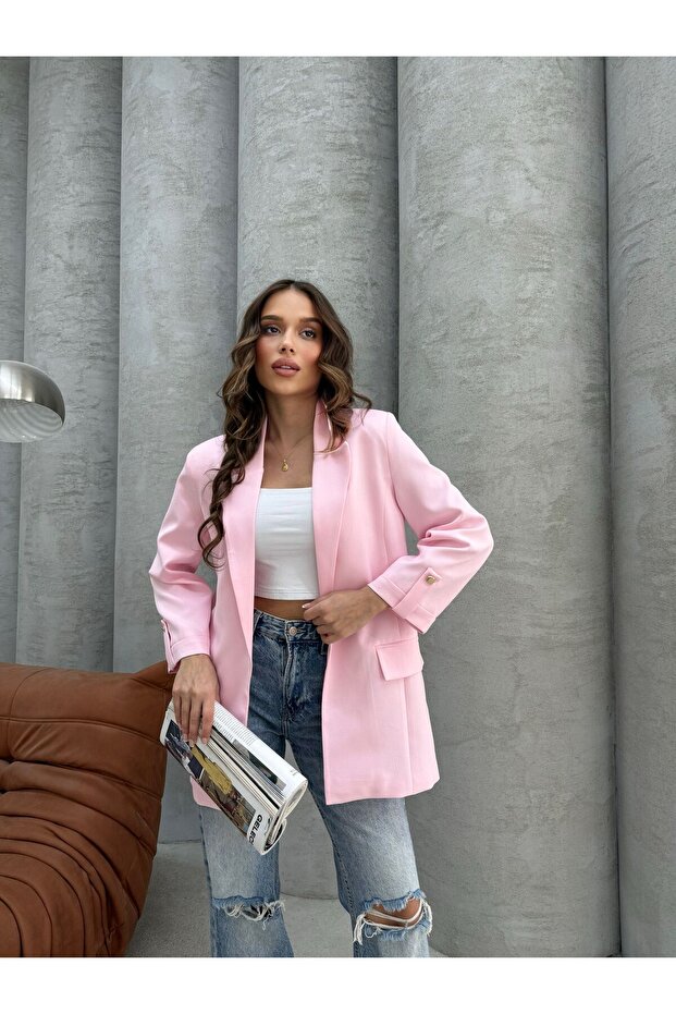 Pembe Blazer Ceket - 1