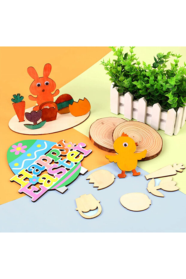 Set 6 decoratiuni de Paste TEPENAR, lemn, multicolor - 4