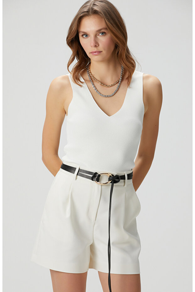 Kırık Beyaz Triko Atlet - 3