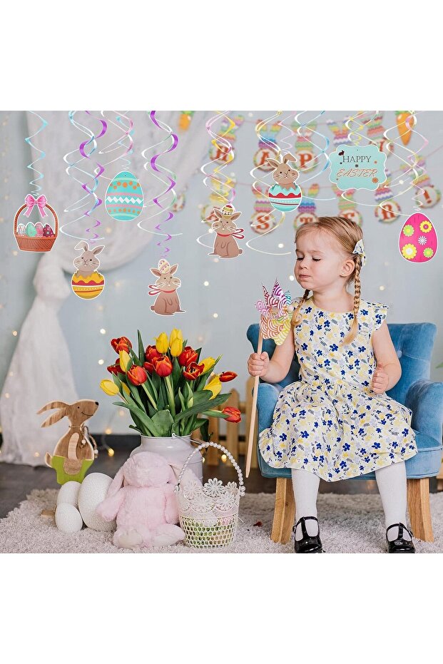 Banner set with 16 Easter decorations Hamoom, PVC, multicolor - 7
