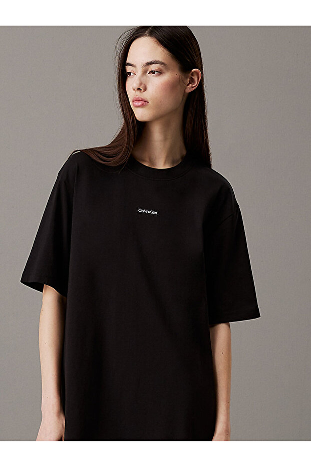 Kadın Siyah Tişört Elbise - 4