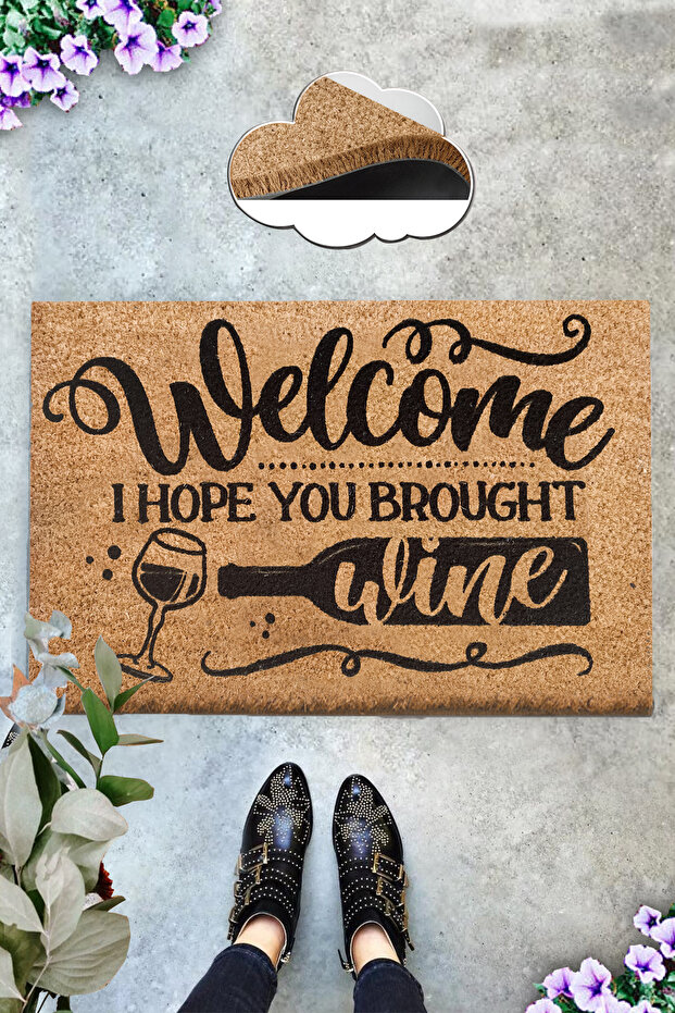 Coco Wine 40x60 Cm Bristle Mat, Decorative Multi-Purpose Indoor and Outdoor Door Mat