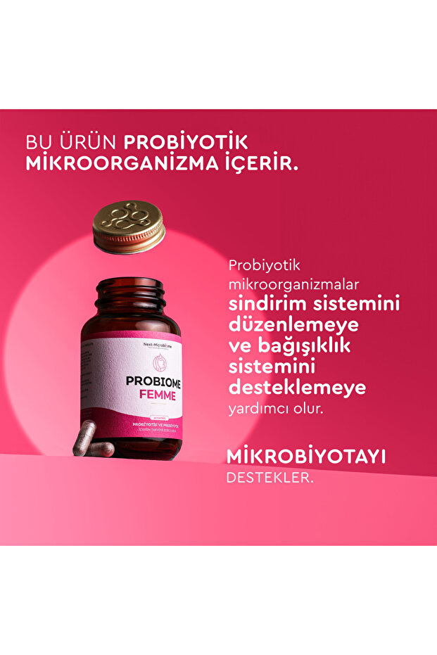 Probiome-Femme Probiyotik ve Prebiyotik İçeren Takviye Edici Gıda 60 Kapsül - 3