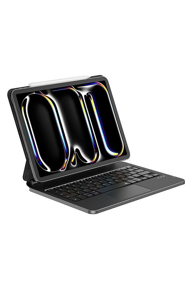 iPad Air 13 2025 M3 Wiwu MK-003 Gizli Kalem Bölmeli Touchpad Klavyeli Standlı Kılıf Siyah - 3