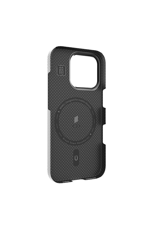 iPhone 16 Pro Kılıf Wiwu DCC-208 Magsafe Özellikli Kamera Standlı Aramid Fiber Kevlar Kapak Siyah - 4