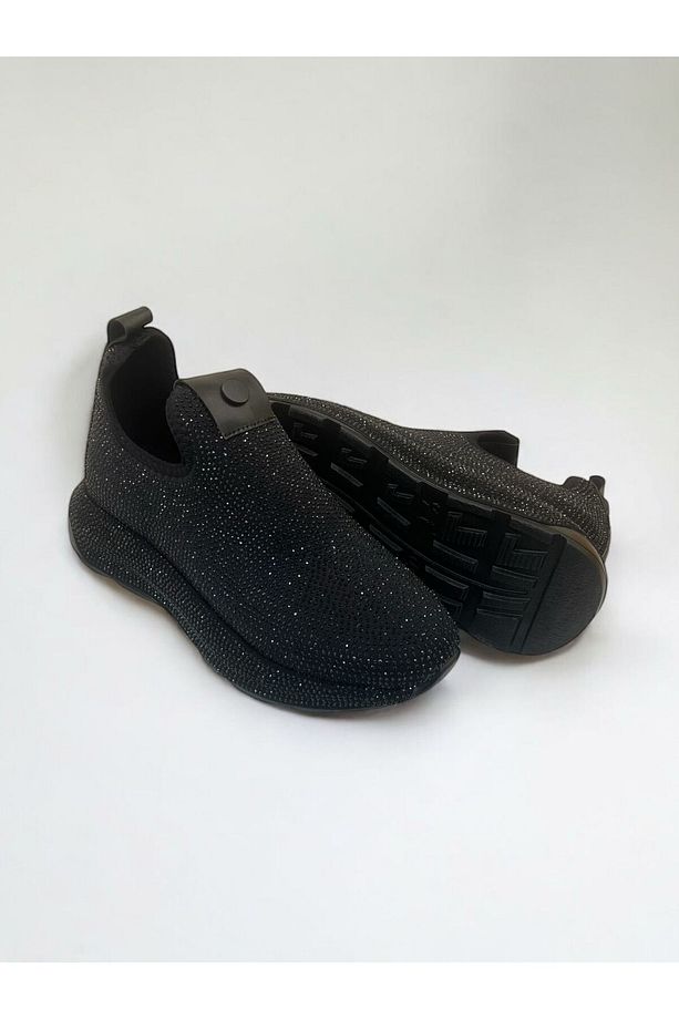 Kadın Desenli Taş Detaylı Yüksek Tabanlı Slip-on Yürüyüş Ayakkabısı - 4