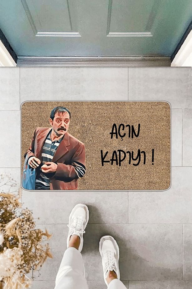 Bej Komik Açın Kapıyı Kapı Önü Paspası KP38 - 1