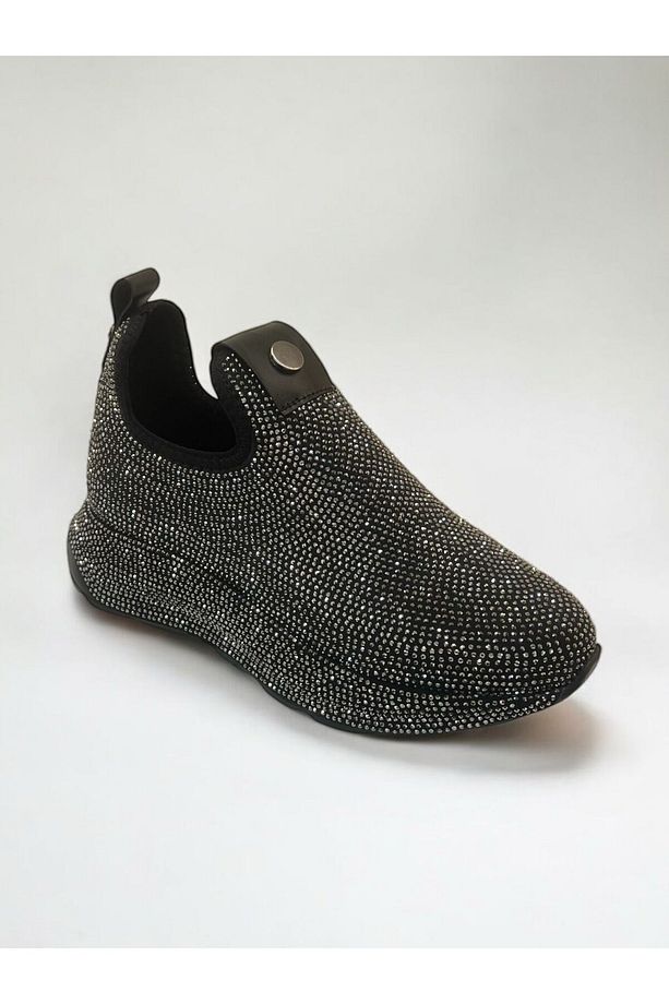 Kadın Desenli Taş Detaylı Yüksek Tabanlı Slip-on Yürüyüş Ayakkabısı - 6