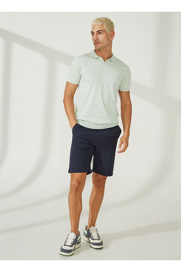 Normal Bel Slim Fit Koyu Mavi Erkek Bermuda Şort A261JONP581TF121/T- - 1