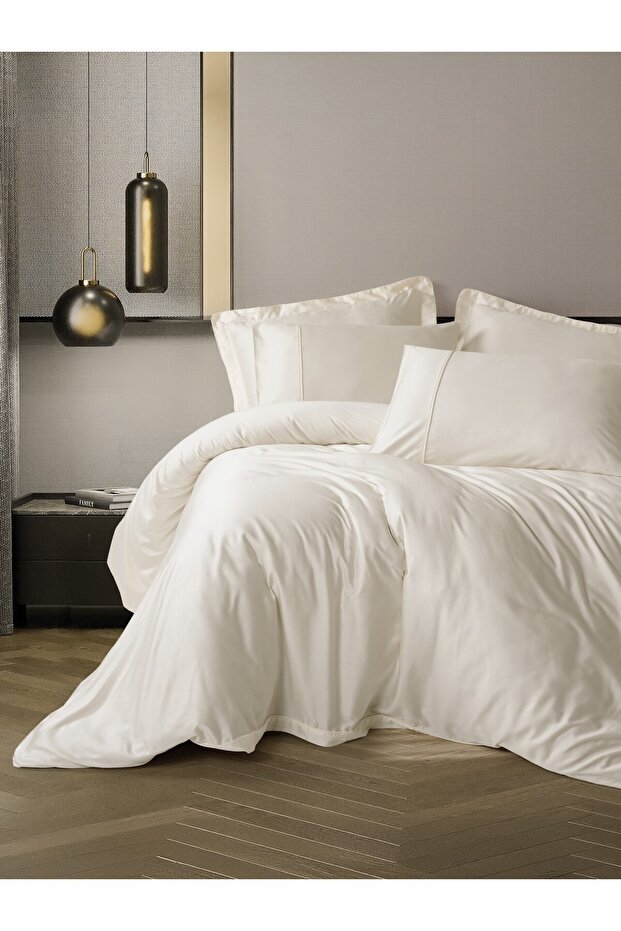 Silky Satin Double Duvet Set Ecru