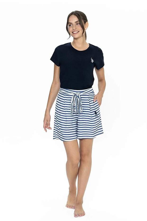 U.S. Polo Assn. 20034 Navy Blue Striped Shorts Set