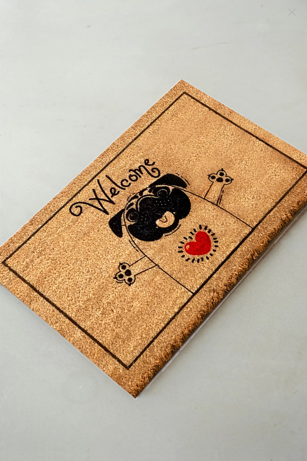 Coco Hug Pug Natural Koko Doormat, 40X60 cm Bristle Door Mat