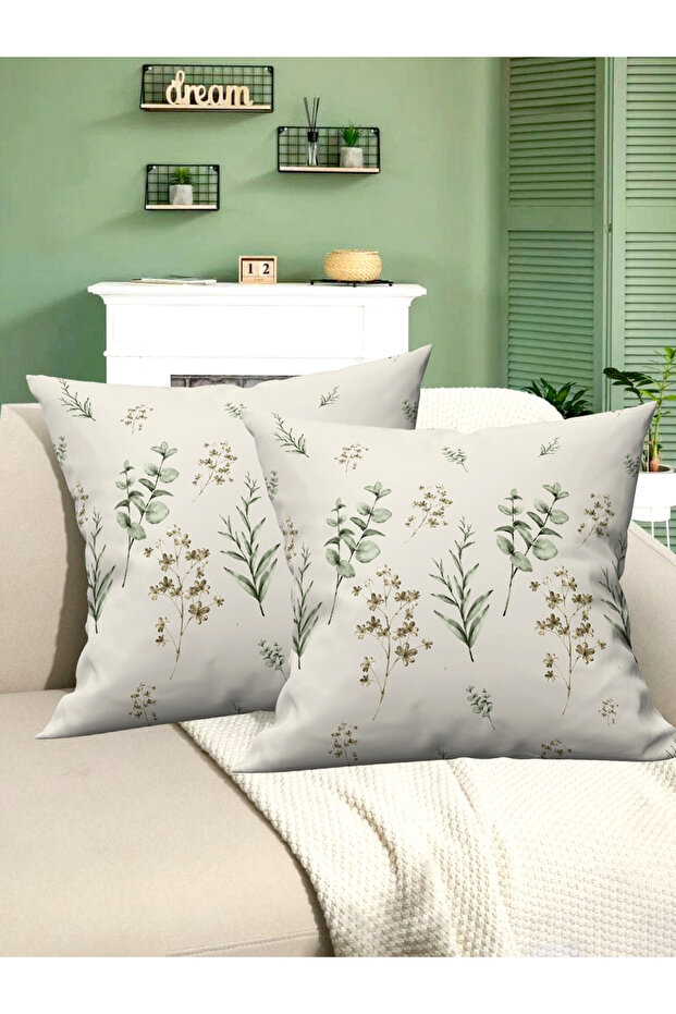 Leaf (Green) Velvet Fabric 2-Piece Cushion Cover 43x43 cm - Reversible Print