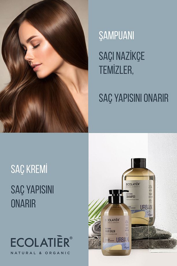 Saç Bakım Seti Yıpranmış Saçlar İçin %97,4 Doğal Şampuan ve Saç Kremi Argan Yağı ve Yasemin Özü - 6