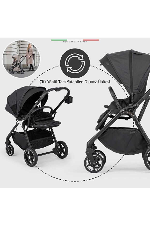 Hera Çift Yönlü Bebek Arabası Silver Siyah - 3