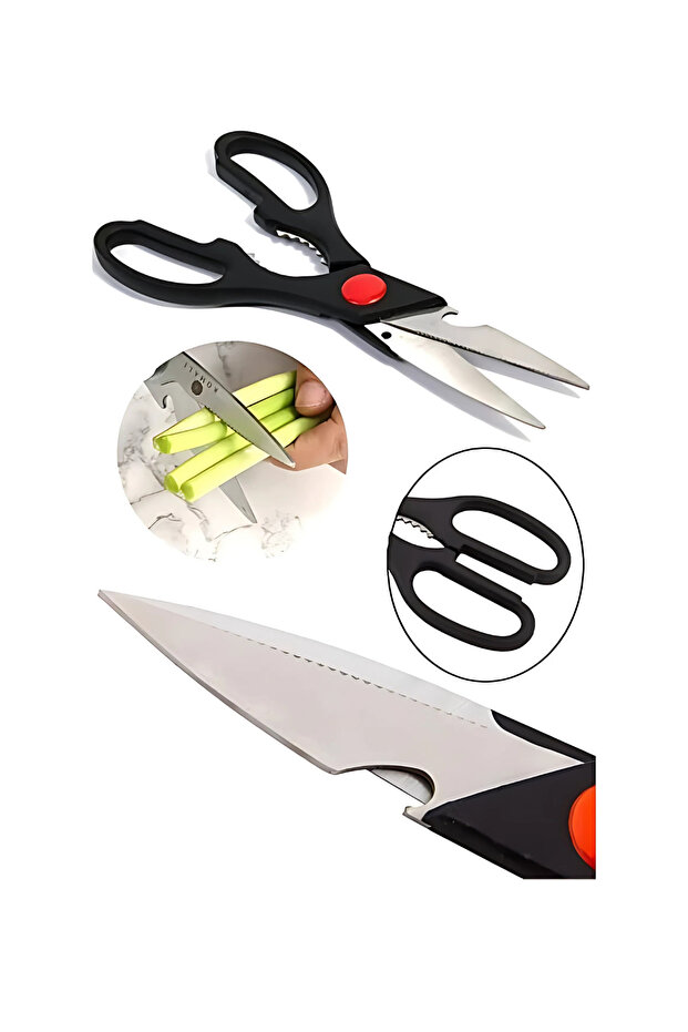Multi-Purpose Ultra Sharp Kitchen Scissors Fish Chicken Meat Vegetable Scissors - 4