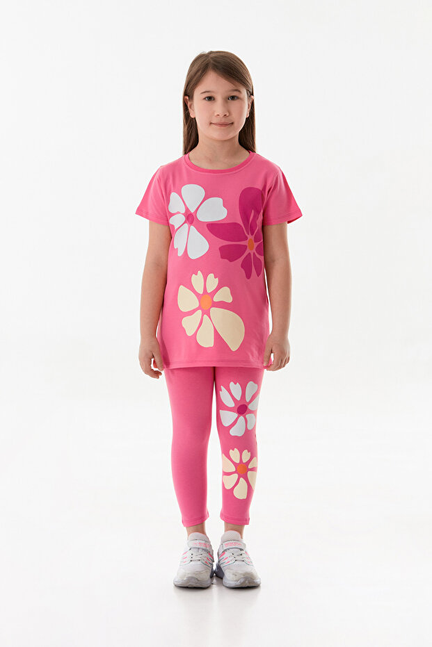 Girl's Suit with Floral Printed Tights
