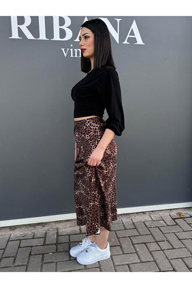 Patterned Satin Skirt 8031 - 6