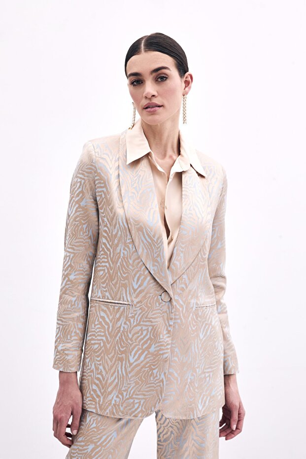 Zebra Patterned Jacket - Blue - 1