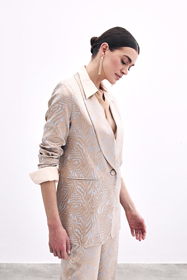 Zebra Patterned Jacket - Blue - 4