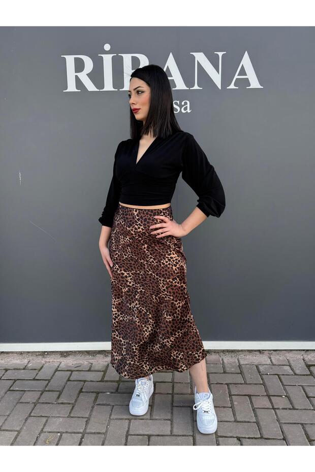 Patterned Satin Skirt 8031 - 5