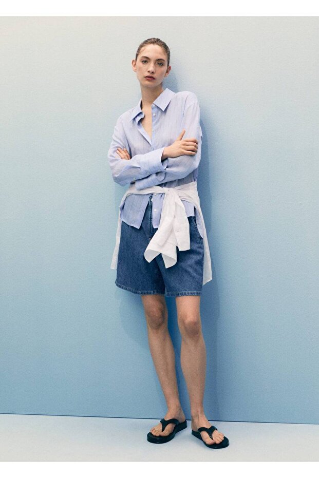 Pilili denim bermuda şort - 2