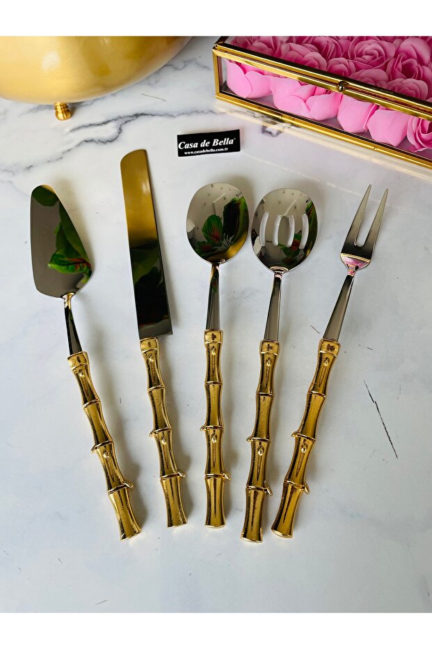 Bambu Görünümlü 5 Parça Çelik Servis Seti - 2