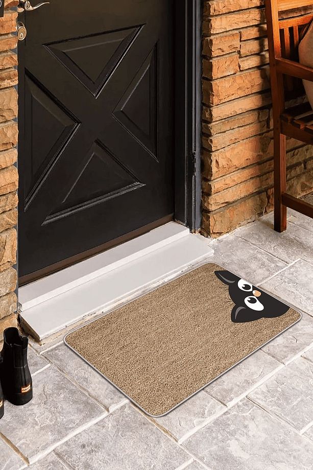 Bej Kedi Desenli Kapı Önü Paspası KP07 - 1