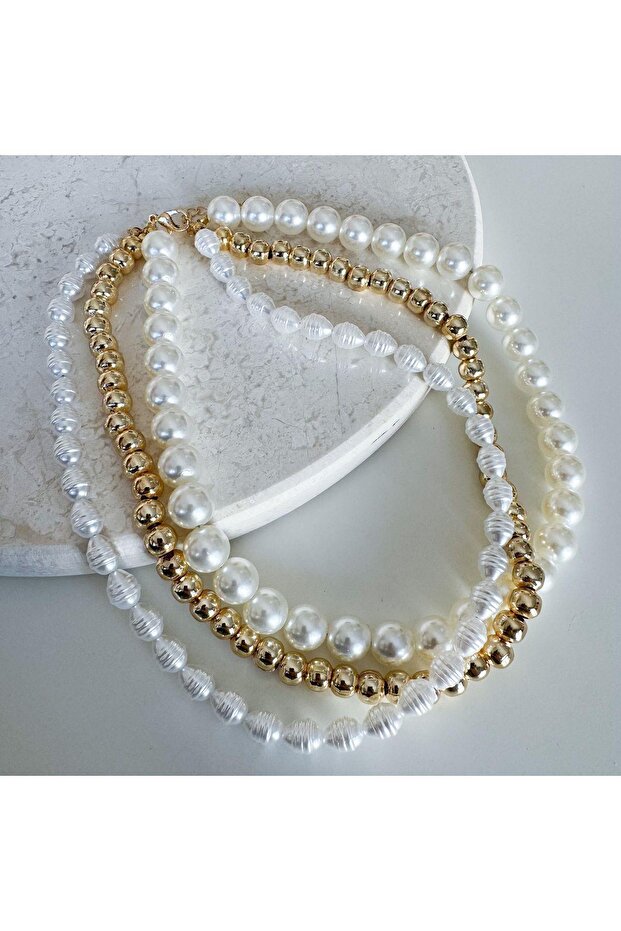 İncili 3lü kolye - 2