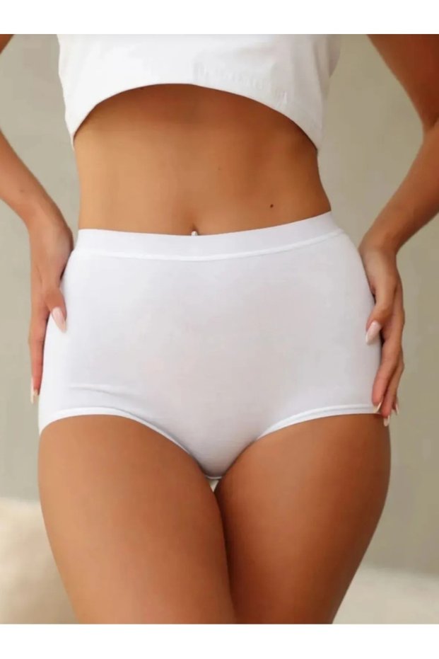 Women's 3-Piece Gathering High Waist White Panties 11656
