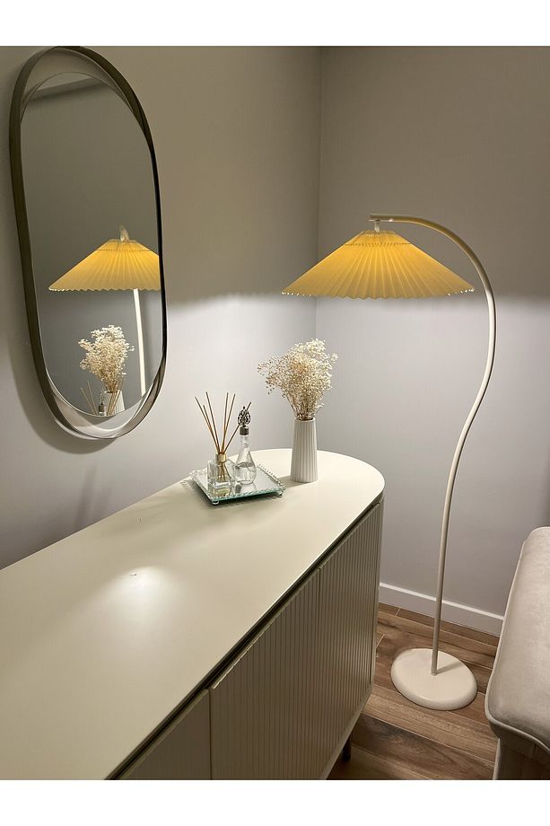 Modern Tasarım Tek Ayaklı Metal Lambader – Süt Köpüğü, 160cm, E27 Duy, Şık Salon Lambası - 1