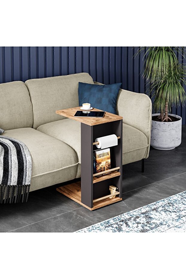 طاولة جانبية سهلة - نمط الصنوبر الأطلسي / رمادي - 2