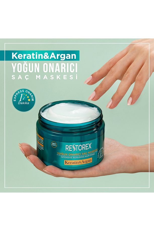 Keratin & Argan Onarıcı Saç Bakım Maskesi 300 Ml - Yıpranmış Ve Hasar Görmüş Saçlar Botoks Etkili - 3