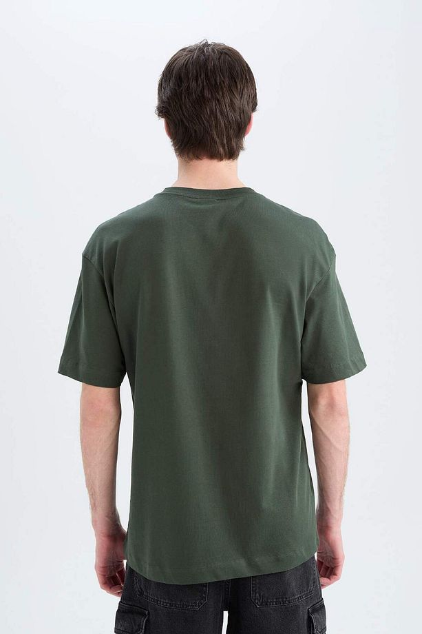 Oversize Geniş Kalıp Bisiklet Yaka Basic Düz Kısa Kollu Tişört E6885axns - 5