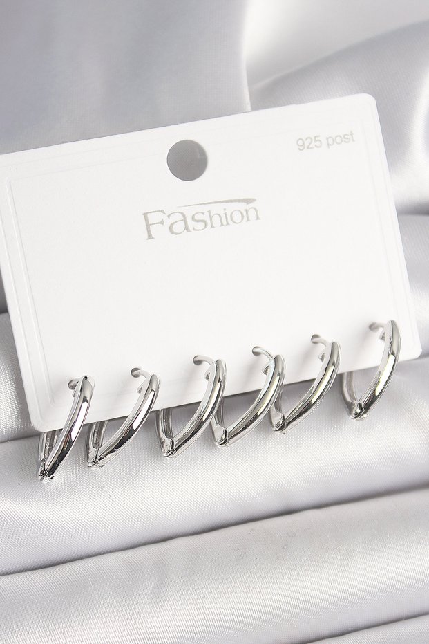 Nails Brass Silver Color Triangle Model Women's Earring Set