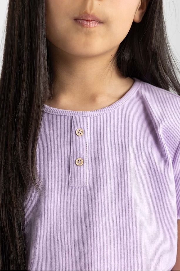 Kız Çocuk Pijama Takımı Fitilli Kaşkorse Kısa Kollu Üst Şort C2837a824sm - 5