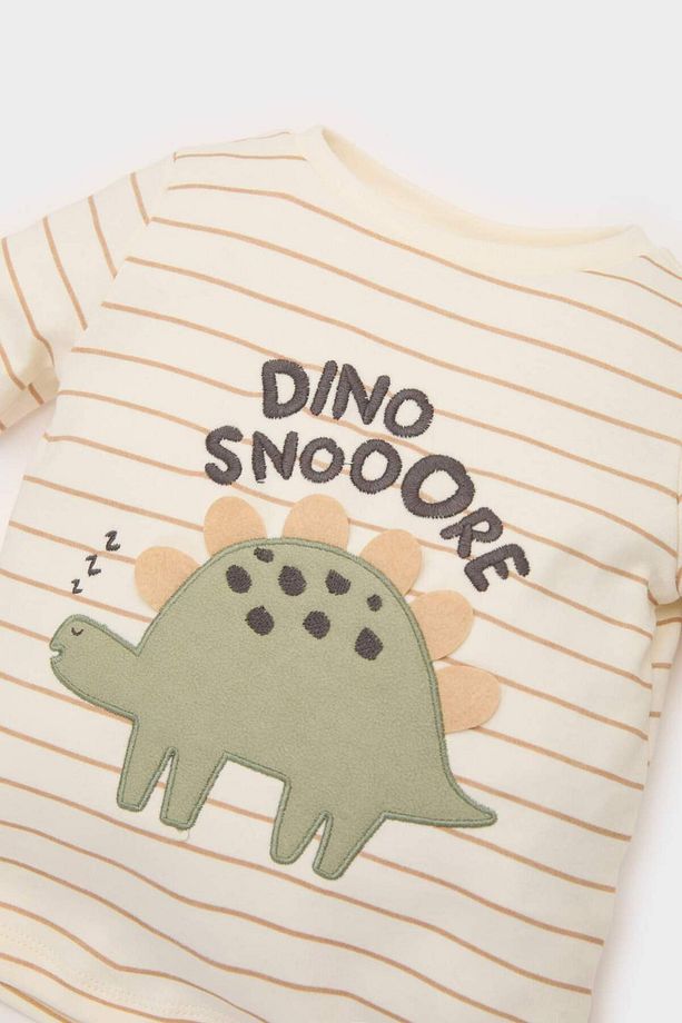 Erkek Bebek Pijama Takımı Dinazor Baskılı Uzun Kollu Üst Beli Lastikli Uzun Alt E6936A525SP - 3