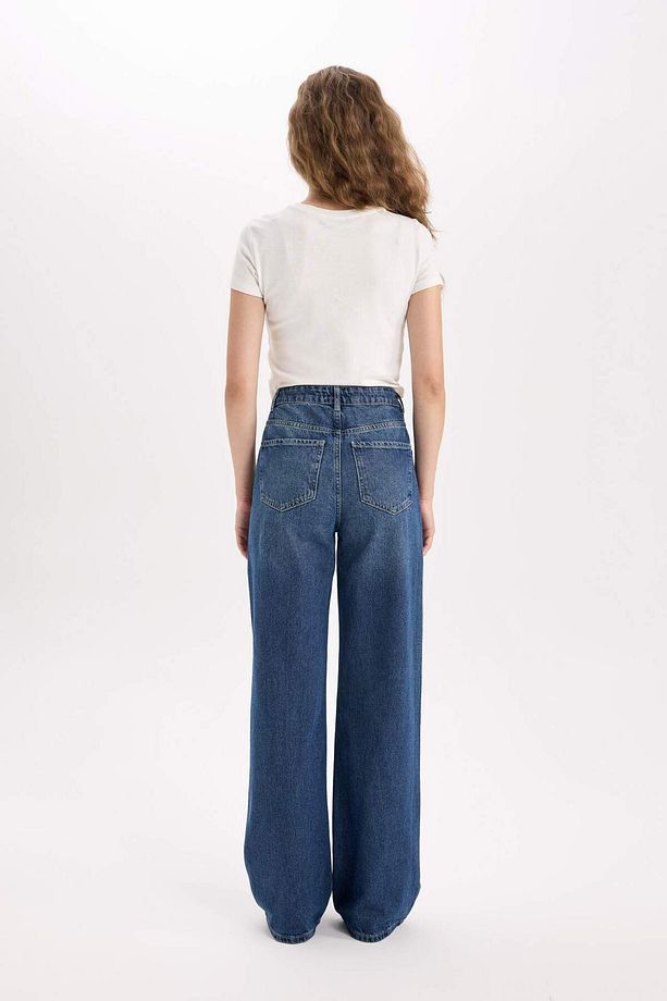 Straight Wide Yüksek Bel Uzun Jean Yıkamalı Pantolon E2975ax24cw - 6