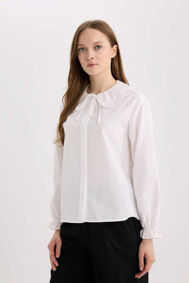 Regular Fit Poplin Uzun Kollu Gömlek Tunik E4355ax25sp - 6