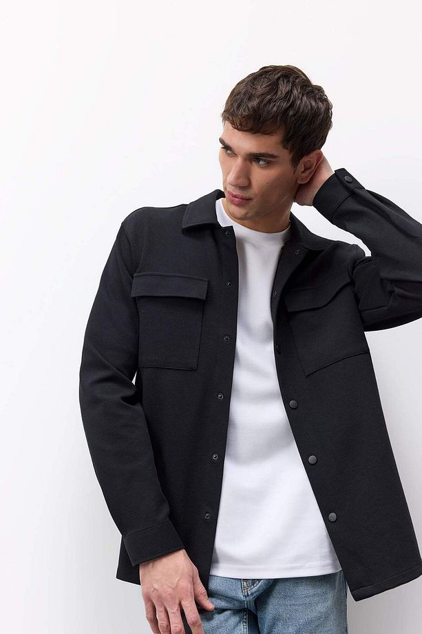 Regular Fit Çift Cepli Twill Uzun Kollu Gömlek E7689ax25sp - 3