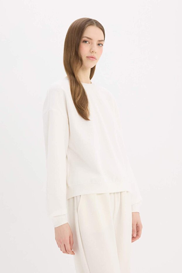 Regular Fit Bisiklet Yaka Kalın Basic Düz Sweatshirt D6645ax25sp - 4